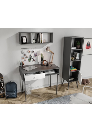 Major Antrasit-beyaz Çalışma Masası Seti Antrasit - Beyaz