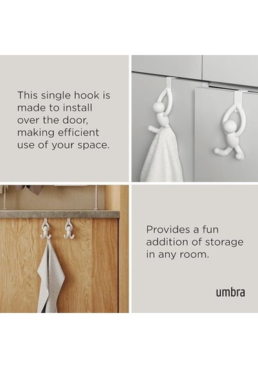Umbra Buddy'de Ayrıca Kapaklar Ve Çekmeceler İçin Kapı Üstü Kancası Da Bulunmaktadır, Beyaz, 2'li Set Açık Bej