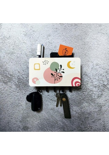 Dekoratif Geometrik Desenli Bölmeli Anahtarlık Duvar Askısı Diğer