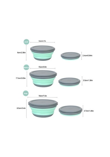3 Adet / Takım Silikon Katlanır Öğle Yemeği Kutusu Kapaklı Taşınabilir Piknik Kamp Kase Set Mutfak Sofra Kiti Katlanabilir Meyve Salatası Kase Öğle Yemeği Kutuları Pembe 2
