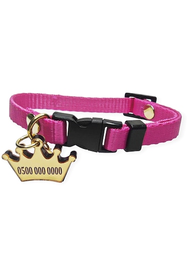 İsimli Kedi Tasması , Kedi İsimlik , İsme Özel Tasma , Fuşya Renk