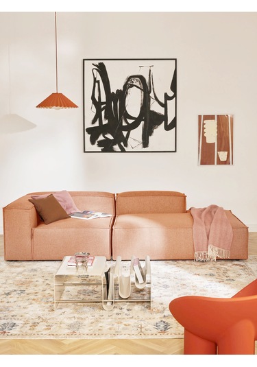 Most Mollis Sağ Pro Köşe Modül Kiremit Keten Kumaş Yumuşak Sünger