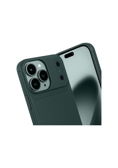 İphone Uyumlu 17 Pro Kılıf Focus Carbon Silikon Kapak Koyu Yeşil