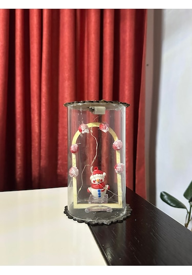 Yılbaşı Noel Temalı Led Işıklı Cam Fanus 0