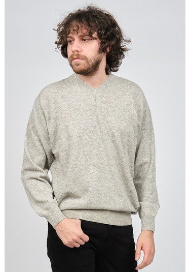 Ida Erkek Lambswool V Yaka Kazak 0593130 Gri Gri