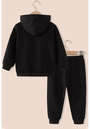 Çocuk Fine Baskılı Eşofman Takımı Siyah