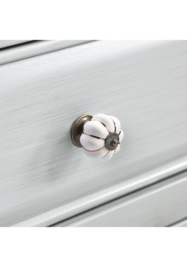 Adet Seramik Düğmeler Vintage Düğme Çekmece Kulpu Balkabağı Şeklinde Çekmece Kulpu Mobilya Kapı Dolap Gardırop Şifonyer Dekoratif