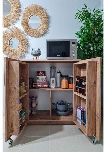 Erzak Dolabı 2 Kapaklı 90 Cm Çok Amaçlı Dolap Atlantik Çam Atlantik Çam