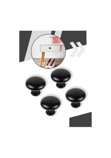 Centr Mebel'noj Furnitury Mobilya Düğmesi Siyah 4 Adet 289081006 Siyah Mat