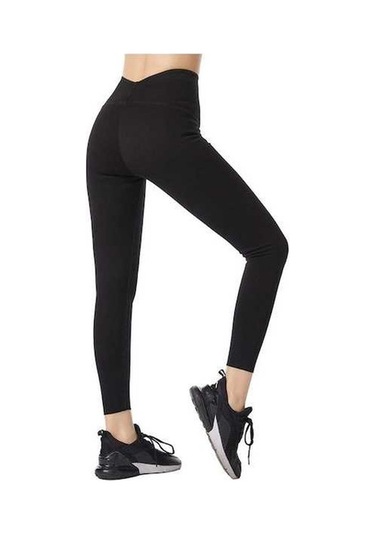 Fortunelane Kadınlar İçin Yüksek Bel Gövde Geliştirici Yoga Spor Tayt - Esnek Kumaş Dans Spor Siyah Siyah