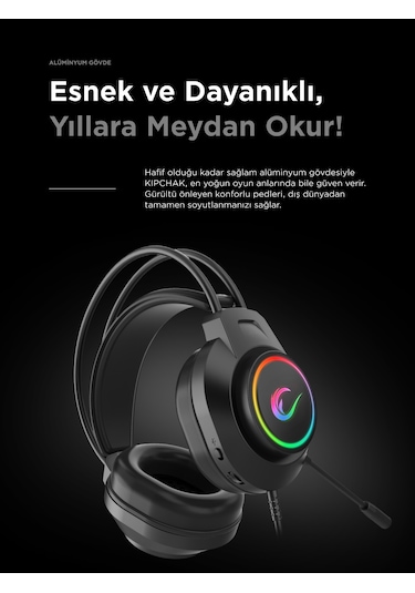 Kipchak Gaming Mikrofonlu Oyuncu Kulaklığı Siyah Rgb Led 7.1 Rm-k55