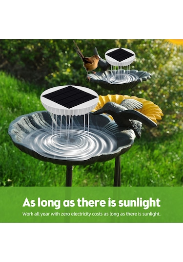 Dianziye Güneş Enerjili Kuş Banyosu Su Karıştırıcı, 1500mah Pil, Bahçe Göleti Dekorasyonu İçin Dalga Cihazı