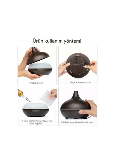 Hava Nemlendirici Hava Difüzör Kokulu Uçucu Yağ Aroma Difüzör 550 Ml Kumandalı Led Işıklı