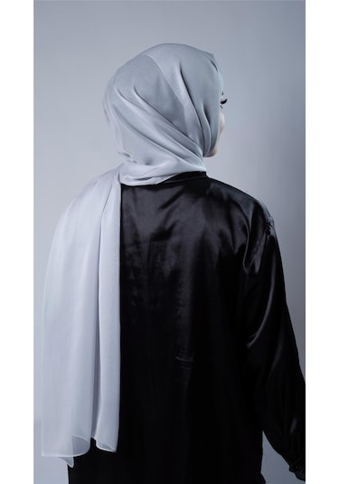 Gri Düz Klasik Şal Şifon Kumaş Janjan Abiye 202108 15 Gri