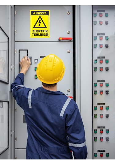 Dikkat Elektrik Tehlikesi Yapışkanlı Folyo Sticker Etiket 10 X 15