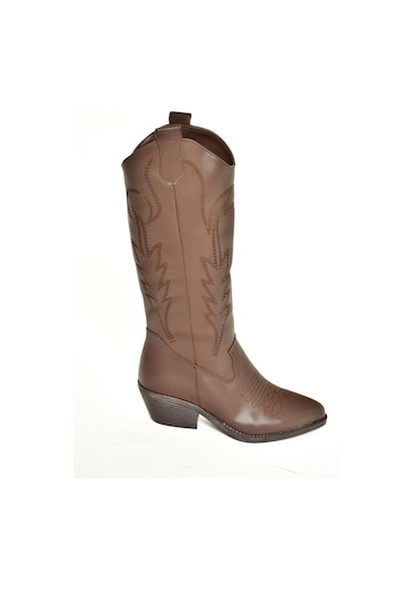 Fox Shoes T404401209 Kahverengi Kovboy Model Kadın Çizme Kahverengi-suni Deri Kahverengi