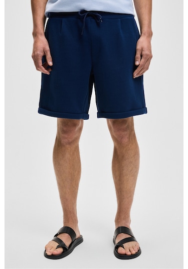 Grimelange YOURI Erkek Beli Lastikli Arka Tek Cepli Relaxed Fit Lacivert Şort