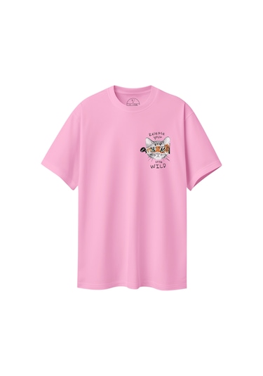 Velvoria Oversize Kadın Release Your Baskılı Pembe Renk T-shirt