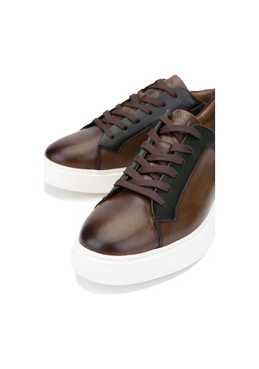 Tamer Tanca Erkek Hakiki Deri Ceviz/yeşil Casual Ayakkabı 233 3148 Erk Ayk Y24 Cevız/yesıl Kahverengi - Yeşil