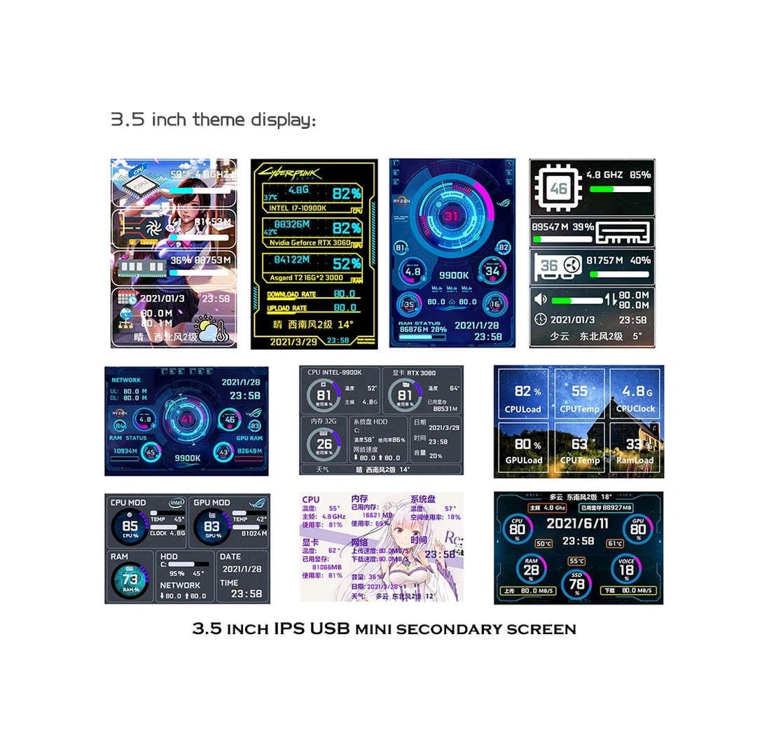 Sones 3,5 İnç Ips Tüm Bilgisayar Monitörlerini Görüntüle Usb Kasa Vice Ekran Seti 2 Siyah