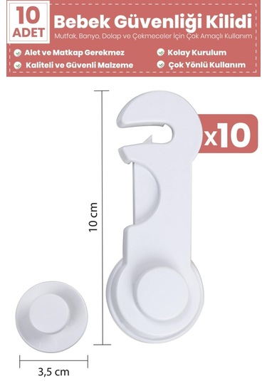 18'li Çocuk Güvenlik Emniyet Seti 10 Dolap Kapak Kilidi 4 Köşe Ki Çok Renkli