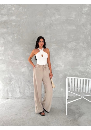Gülsüm Aydın Ayrobin Oversize Pantalon - Bej Bej