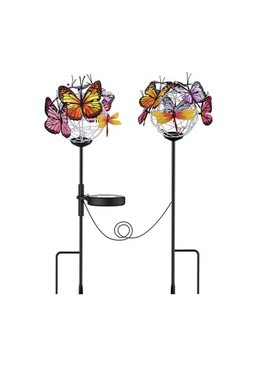 Yifomall Güneş Enerjili Bahçe Aydınlatması: 6 Kelebek 3 Yabanotu, Led Fener, Su Geçirmez, 8-11 Saat Işık Süresi, Bahçe Ve Çimenlik Dekorasyonu