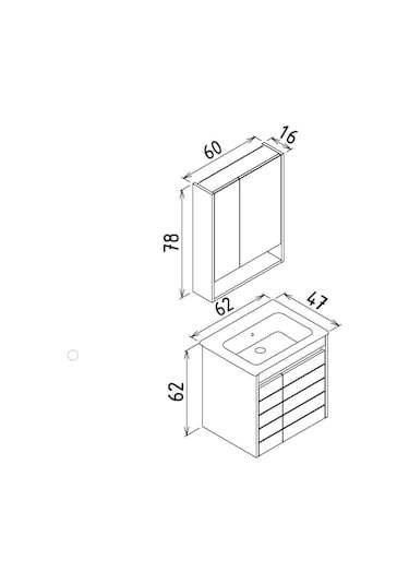 Orka Ricato 60 Cm Mdf Morgana Kiraz Banyo Dolabı Takımı Çok Renkli