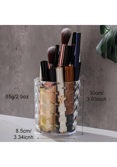 Meridiangoods 1 Adet Kristal Desenli Şeffaf Makaj Fırçası Kalem Saklama Kutusu Şeffaf