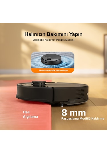 Roborock Q8 Max Pro Plus Akıllı Robot Süpürge Siyah