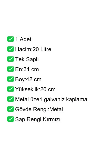 Tel Alışveriş El Sepeti 20 Litre Tek Saplı 1 Adet / En:31 Boy:42 Yükseklik:20 Cm Metal