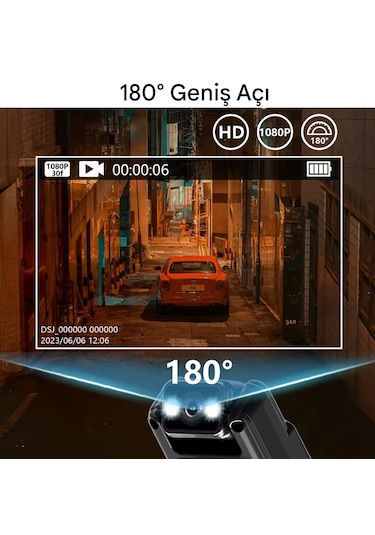 Cep Klipsli Mini Kamera 1080 P Taşınabilir Bodycam 180 Lens
