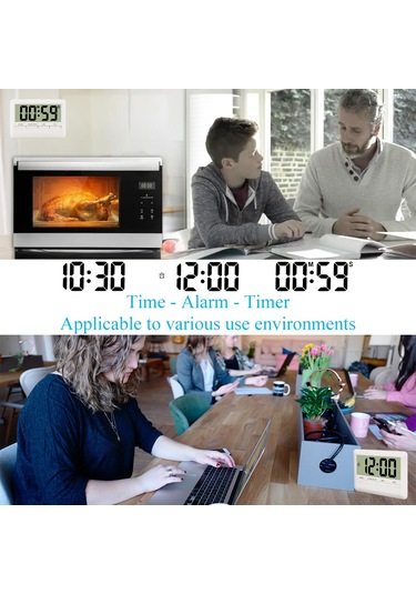 Aubyhe Beyaz Dijital Alarm Saat - Zaman Gösterimi, Alarm Ve Geri Sayım Fonksiyonları İle 3'ü 1 Arada