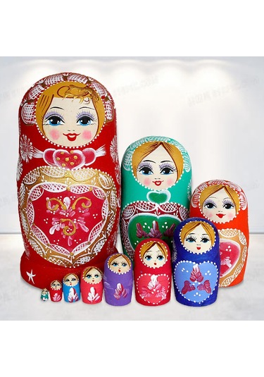 Rus Matruşka Bebeği 10 Katlı 15 Katlı Ahşap Boyalı El İşi Çocuk Ahşap Oyuncak Seyahat Etkinliği Hatıra Hediyesi 10 Katlı 21 Cm Yükseklik
