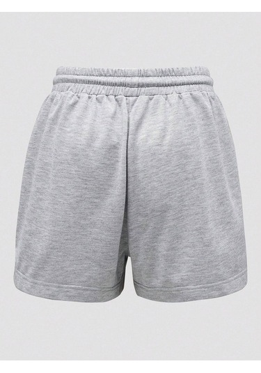 Ağ Penye Şort - Gri Baskılı Kısa Kordonsuz Gri
