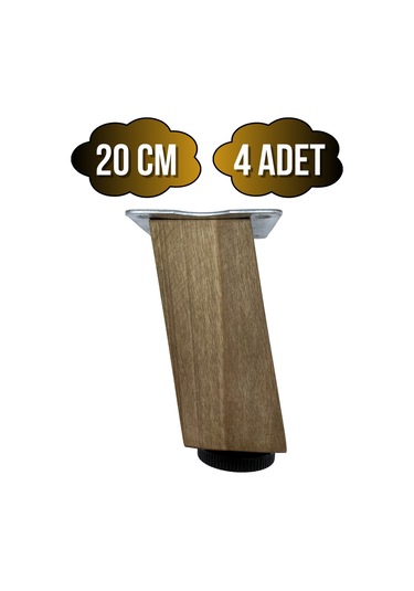 Kale Eğimli Ayarlı Ahşap Ayak Mobilya Masa Ve Dolap Ayağı 20cm 4 Adet Koyu Ceviz Ceviz Ağacı Ceviz