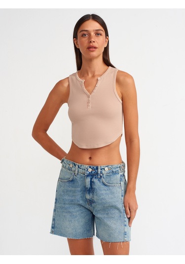 Dilvin Yıkama Efektli Top Bej