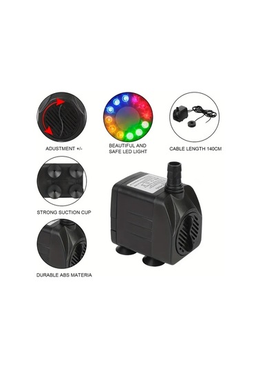 Honeybeeshop 1 Adet 16w Led Işıklı Su Pompası Akvaryum Ve Kaya Bahçesi Dekorasyonu İçin Balık Tankı Hava Pompası 220v