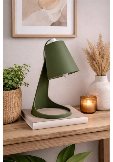 Nova Minimal Dekoratif Masa Lambası Modern Tasarım Ambiyans Objesi Çam Yeşil