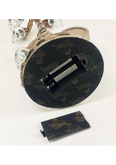 Steampunk Serisi Boru Sistemli, Saatli, Kristal 6lı Kafatası Led Gece Lambası