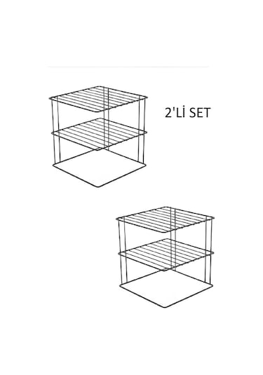 Eva Metal Tasarim Siyah 2 Adet Tabaklık 3 Katlı Dolap Içi Tabak Mutfak Ve Tezgah Düzenleyici Raf. Siyah