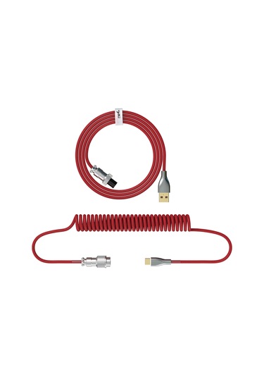 Yaozixa Mekanik Klavye İçin Genişletilebilir Usb-c Nylon Örgü Kablosu Kırmızı - 2.2m Uzunluk, Tipo-c/usb Arayüzü
