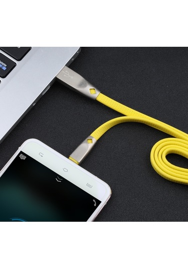 Aweı Cl-96 Usb Micro Usb Taşınabilir Tpe + Alüminyum Alaşımlı Veri Kablosu, 2a, Uzunluk: 1m Sarı