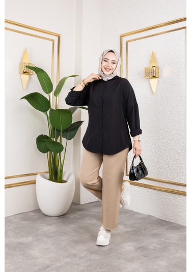 Beli Lastikli Keten Pantolon - Vizon / A0104 Vizon