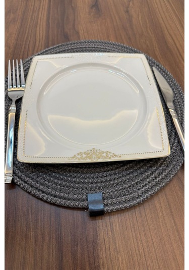 6 Adet Jüt Supla / Amerikan Servis Lux Sunum Tabak Altlığı Gri