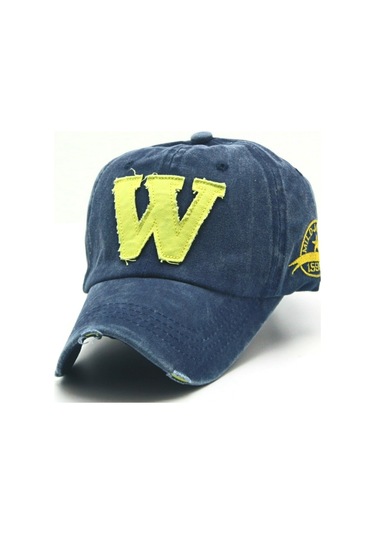 Şık Ve Modern Kot Kumaşlı Spor Şapka - Devils Eye Desenli Trend Aksesuar Mavi