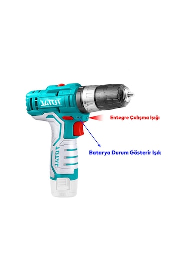 Total Çift Akülü Darbeli Vidalama Matkap 12 V Li-on 1500 Mah
