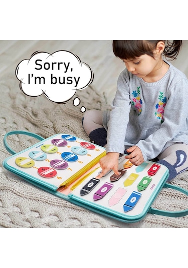 Montessori Keçe Eğitim Çantası Busy Board- Pembe Prenses 8 Sayfa