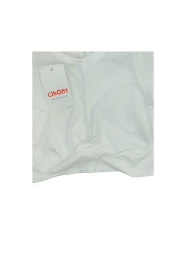 Kız Bebek Pamuklu İnce Uzun Kollu Crop Bluz-13564 Ekru