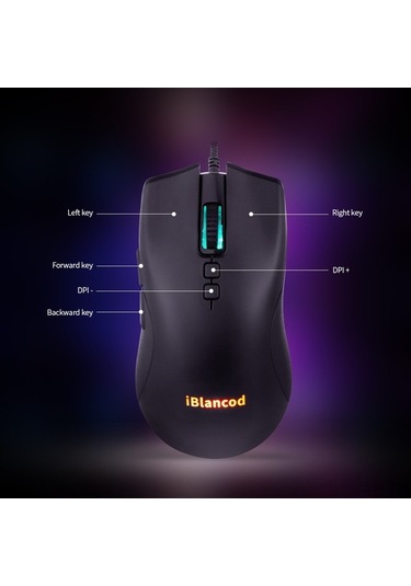 Didadodo Mufunye İblancod M1 Rgb Faresi - 6 Dpı Seviyeli Oyun Fare - Usb Kablo Usb Kablosuz 001 001